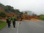 Clearing a landslide on the road to Bogota